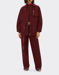 Veste col montant maxi poches - Bordeaux