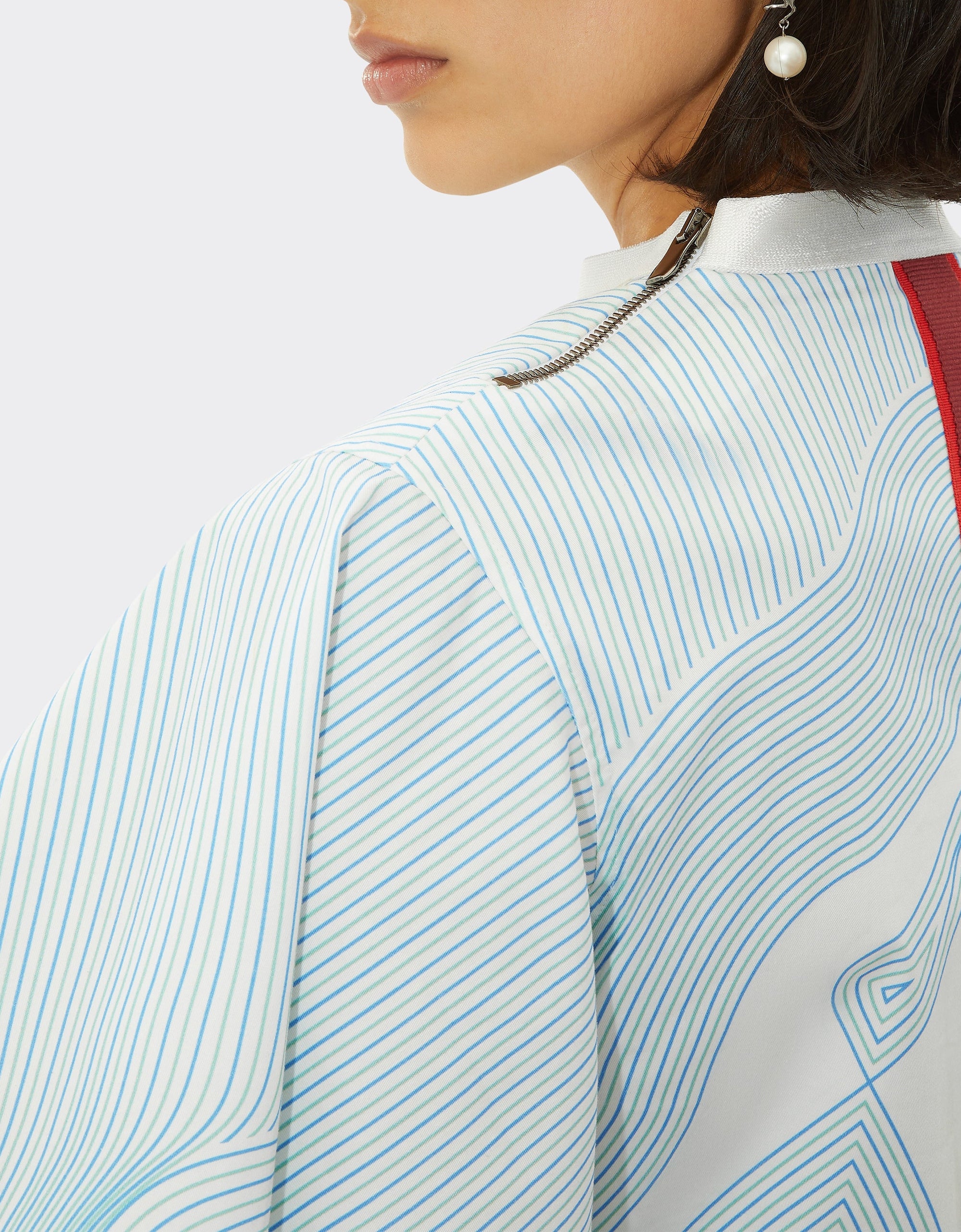 Batwing dress with circuit print - Bianco