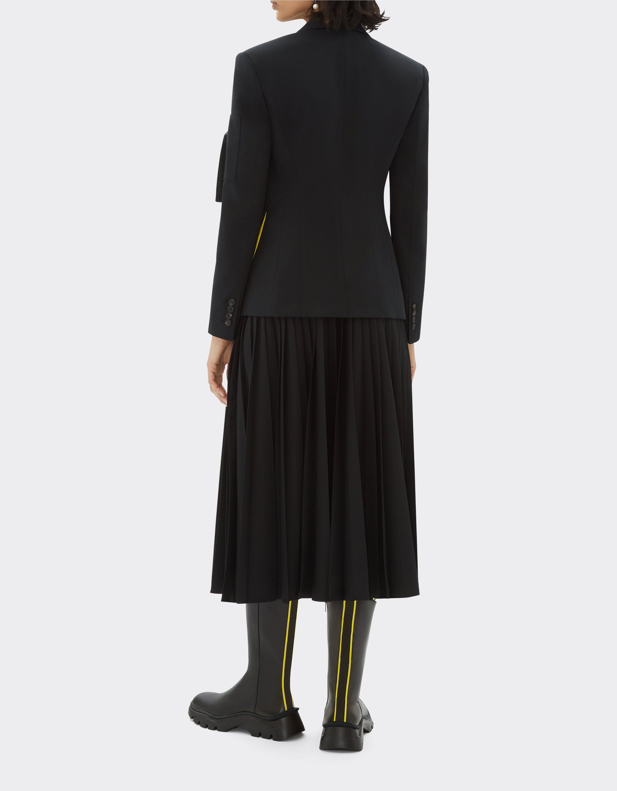 Blazer droit en laine mélangée - Nero