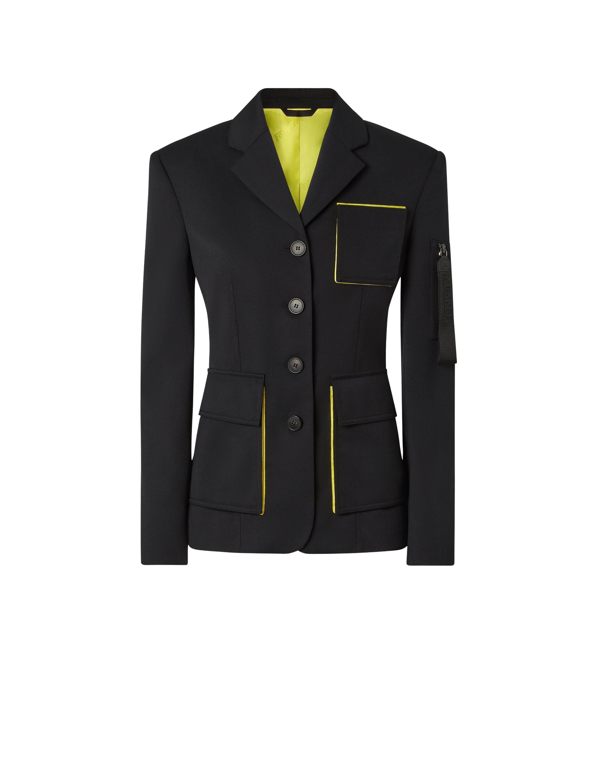 Blazer droit en laine mélangée - Nero