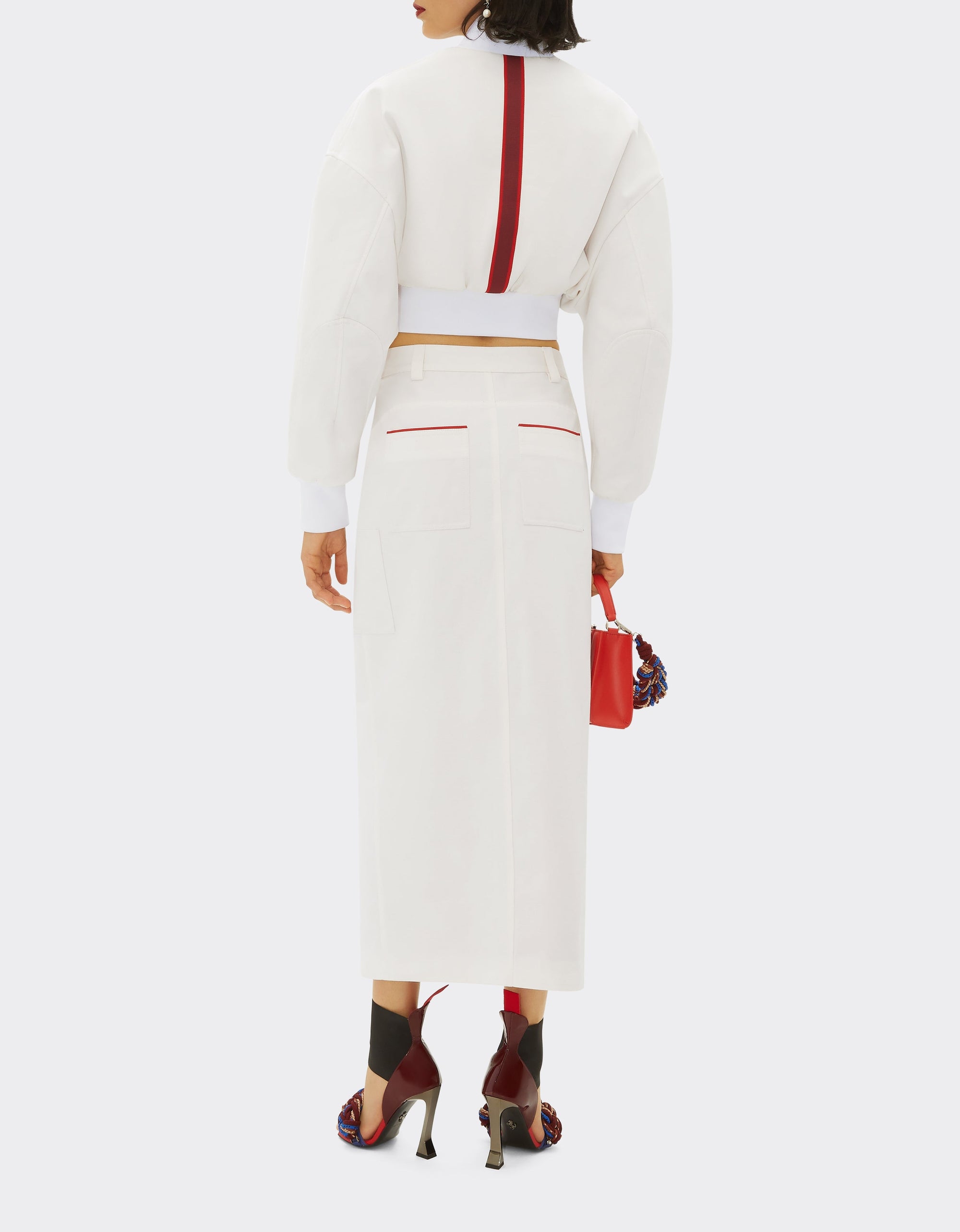 Bomber crop oversize bicolore - Bianco