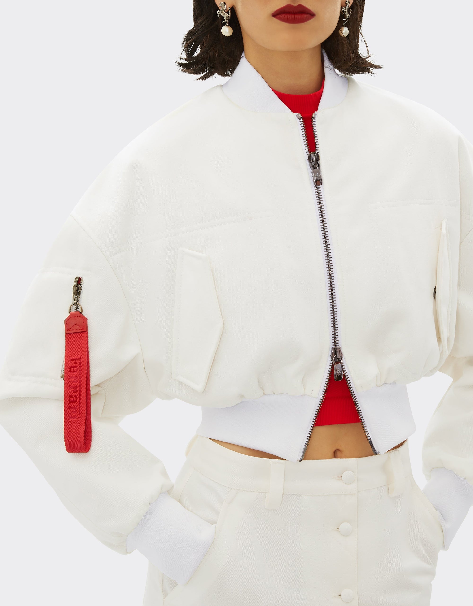 Bomber crop oversize bicolore - Bianco