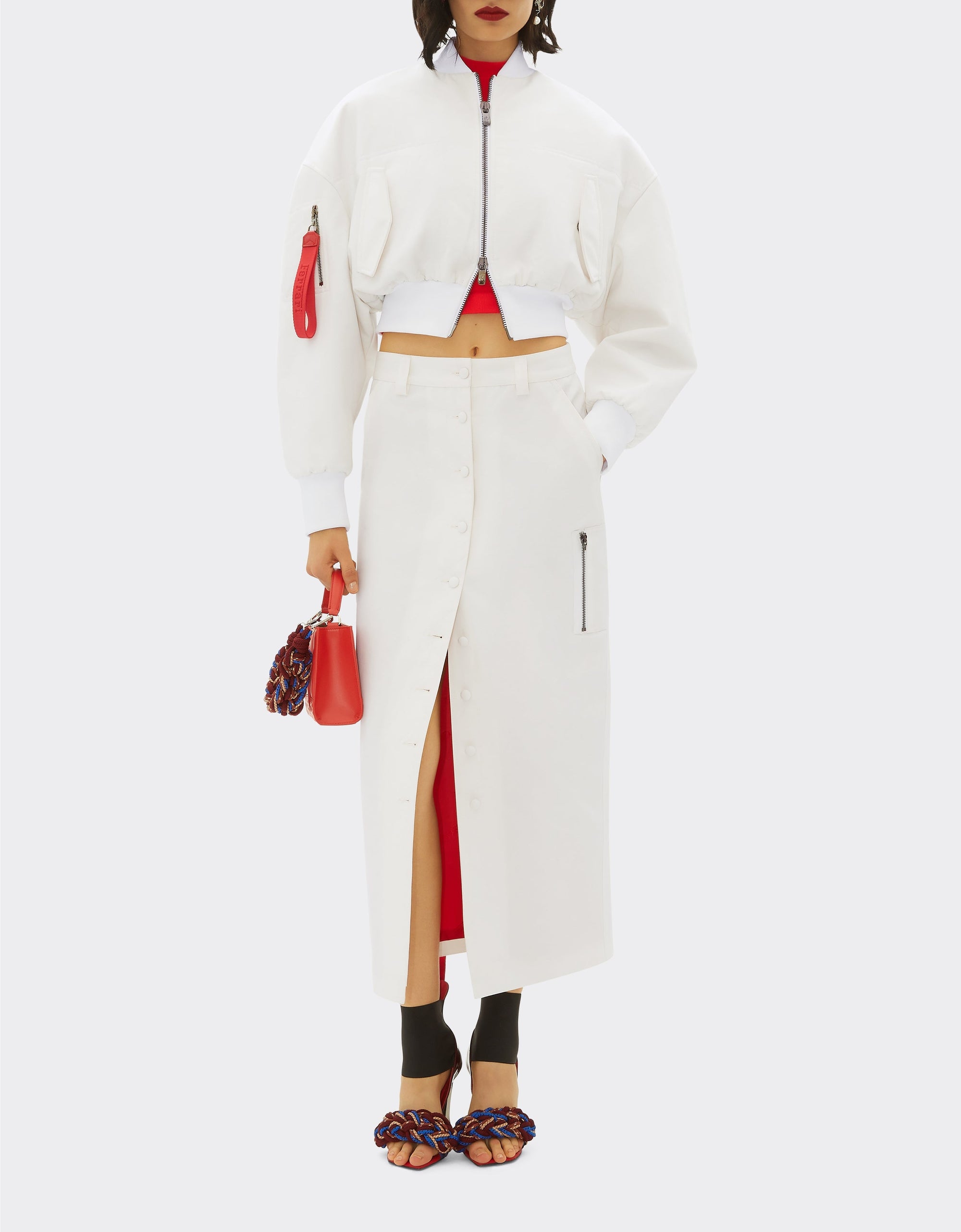 Bomber crop oversize bicolore - Bianco