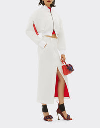 Bomber crop oversize bicolore - Bianco