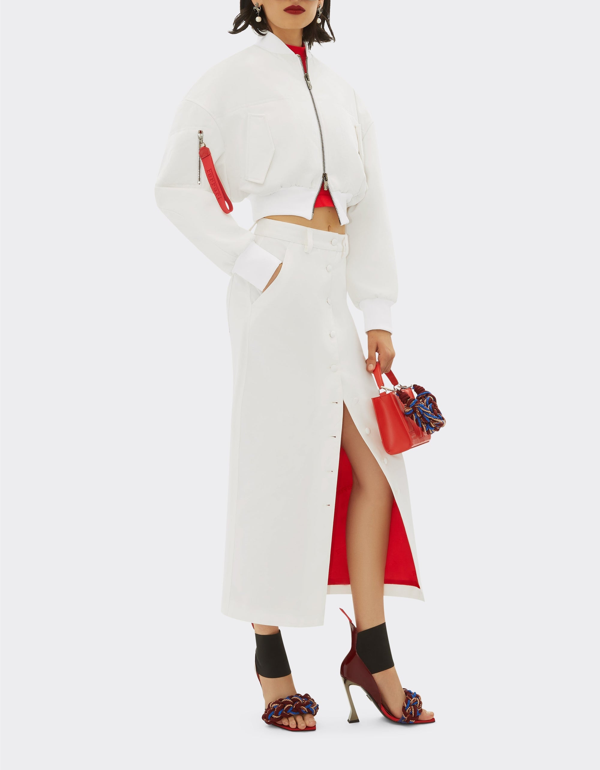 Bomber crop oversize bicolore - Bianco