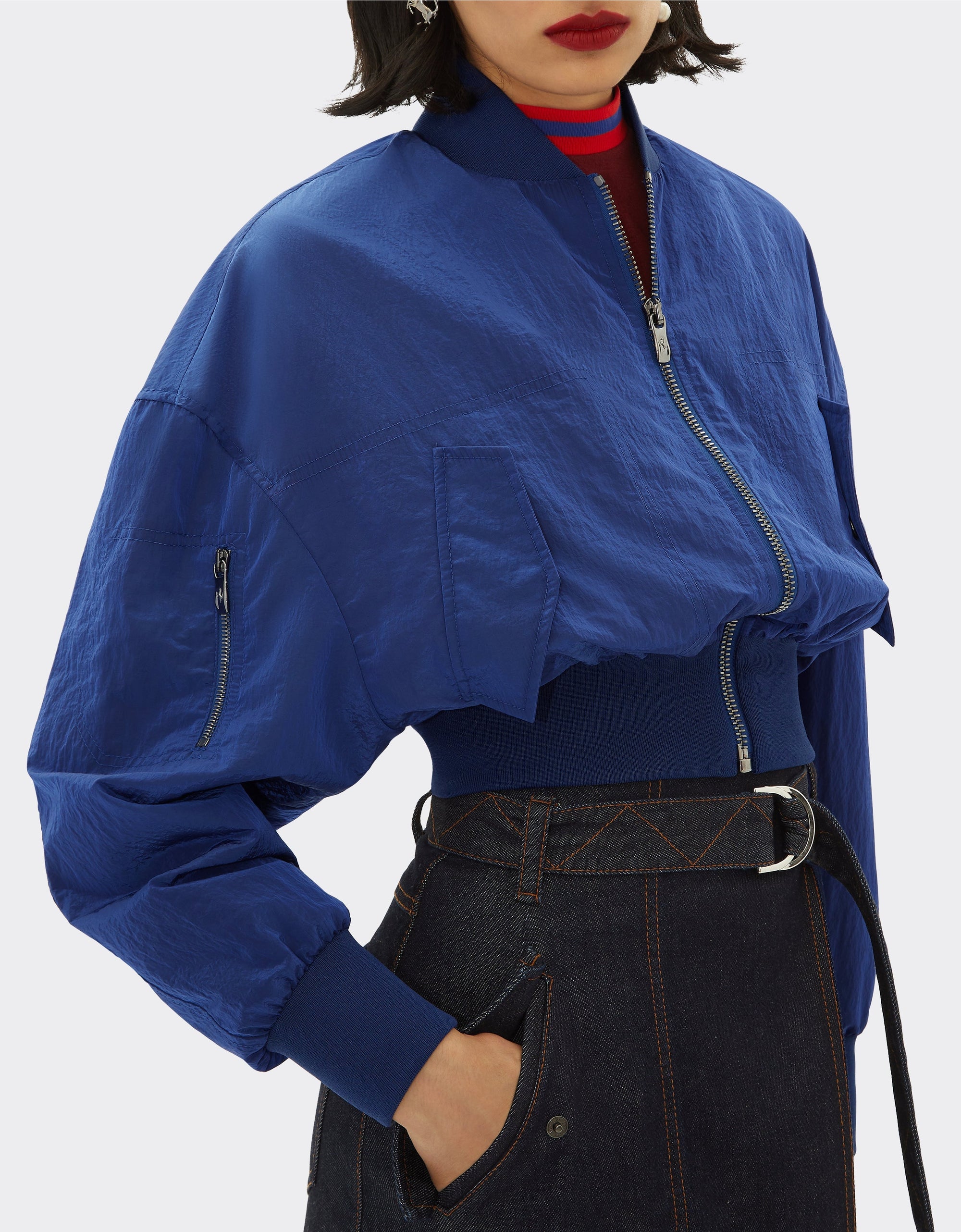 Two-tone oversized crop bomber - Carta Da Zucchero