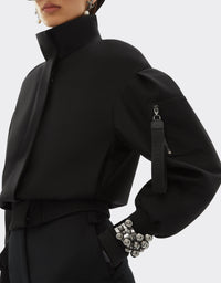 Bomber col montant en laine mélangée - Nero
