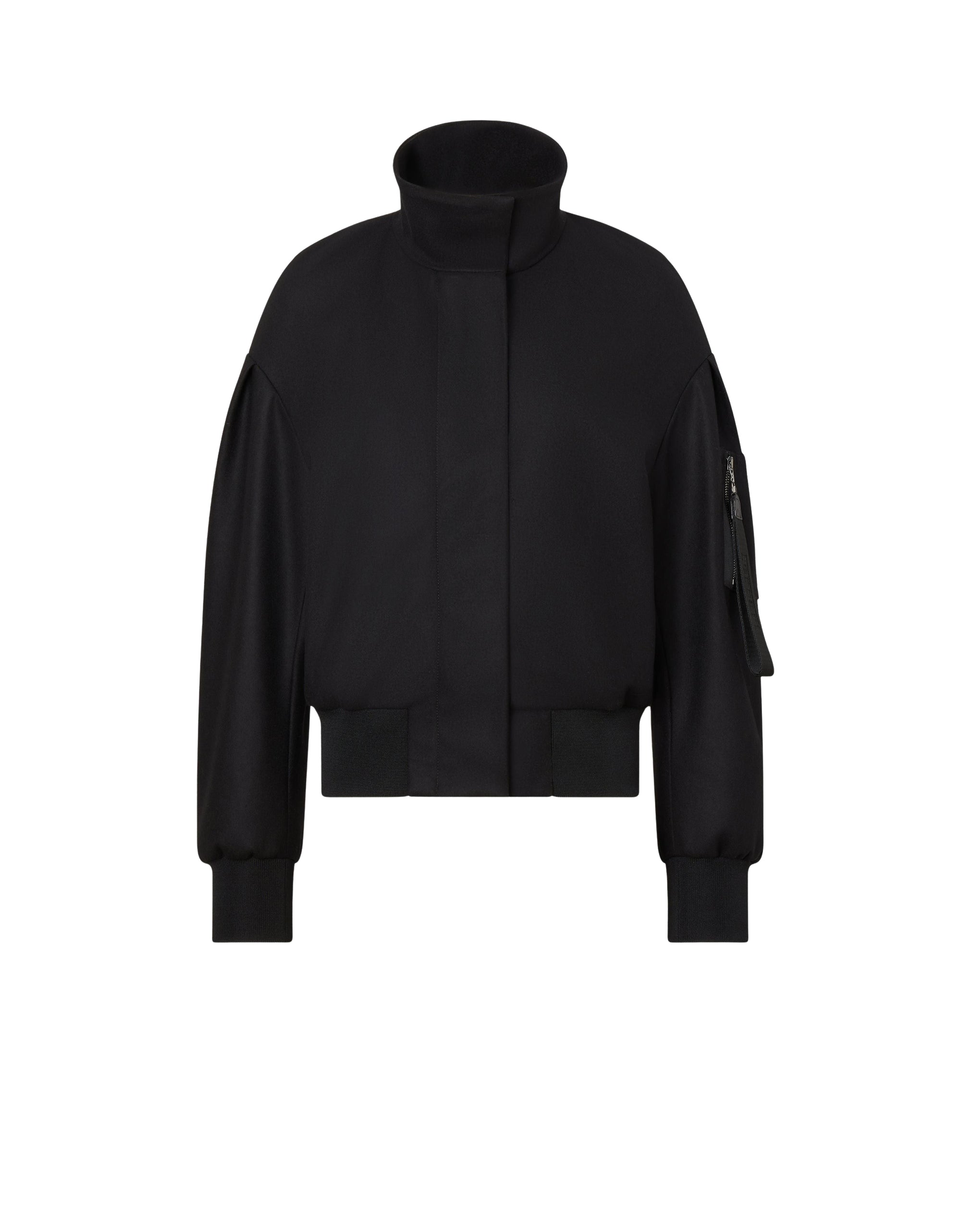 Bomber col montant en laine mélangée - Nero
