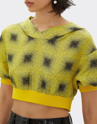 Sweat-shirt à capuche court en soie - Giallo Modena