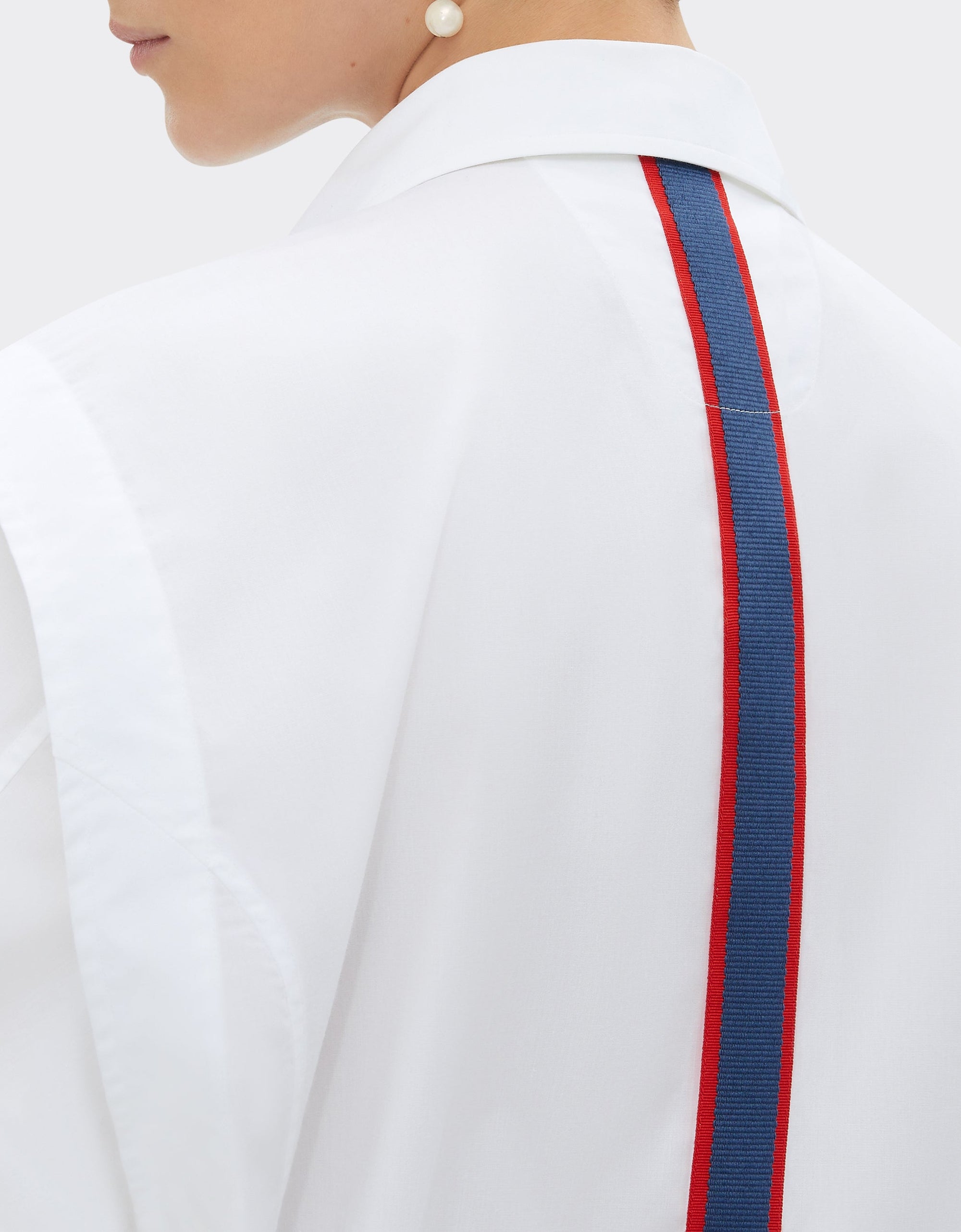 Chemise à manches longues avec bande au dos - Bianco