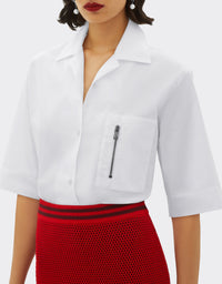 Chemise à manches courtes avec fermeture éclair - Bianco