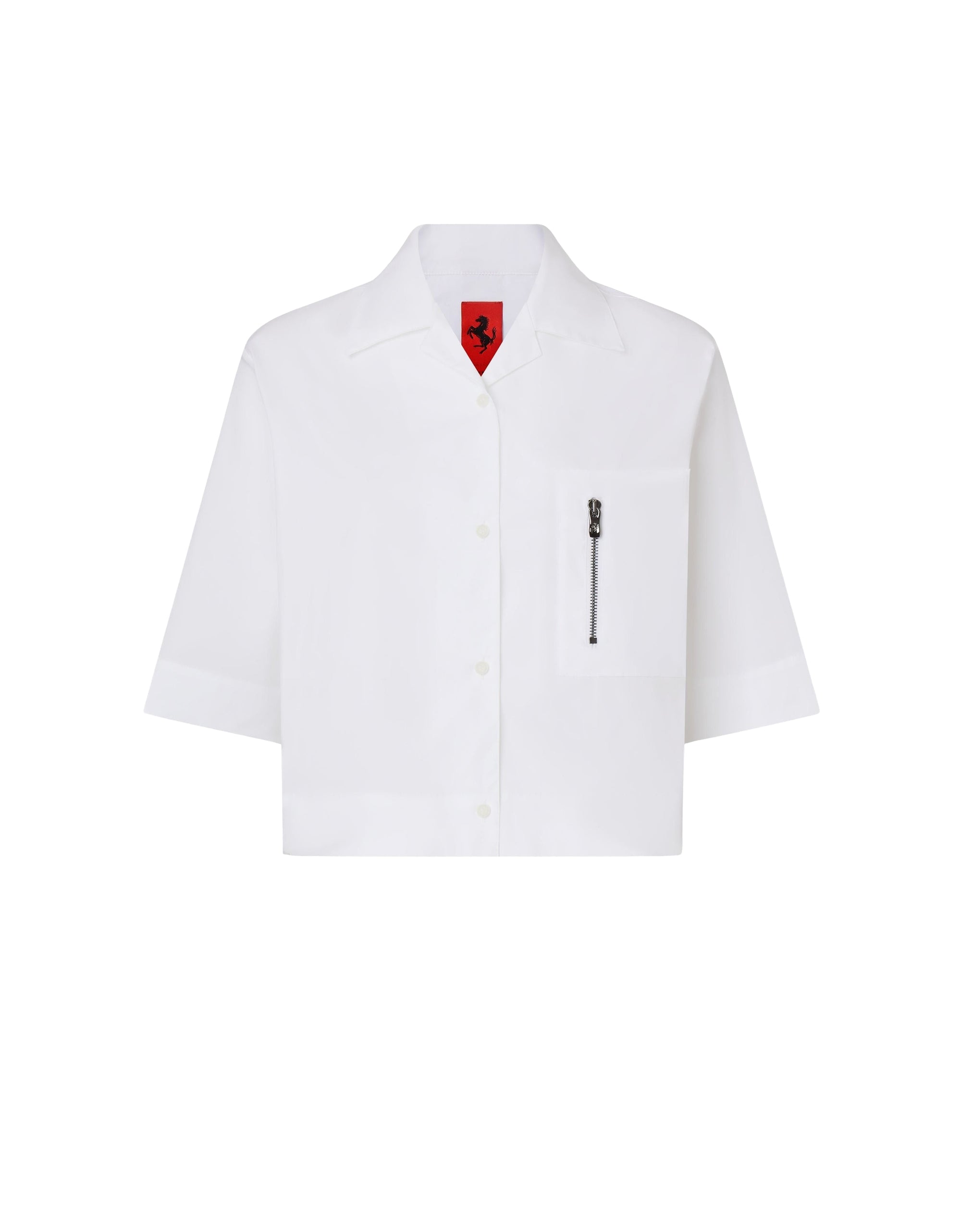 Chemise à manches courtes avec fermeture éclair - Bianco