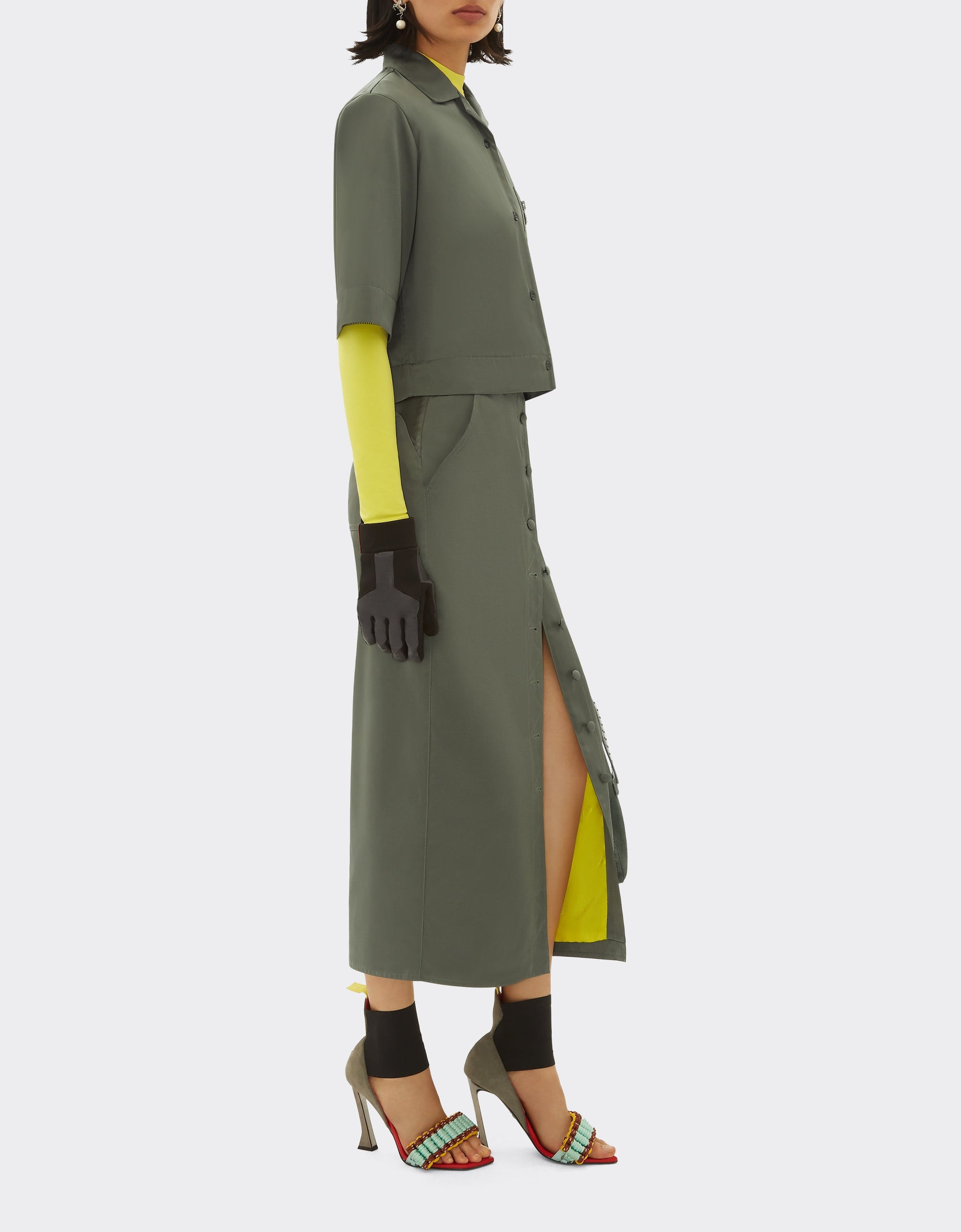 Short-sleeved shirt with zip - Grigio