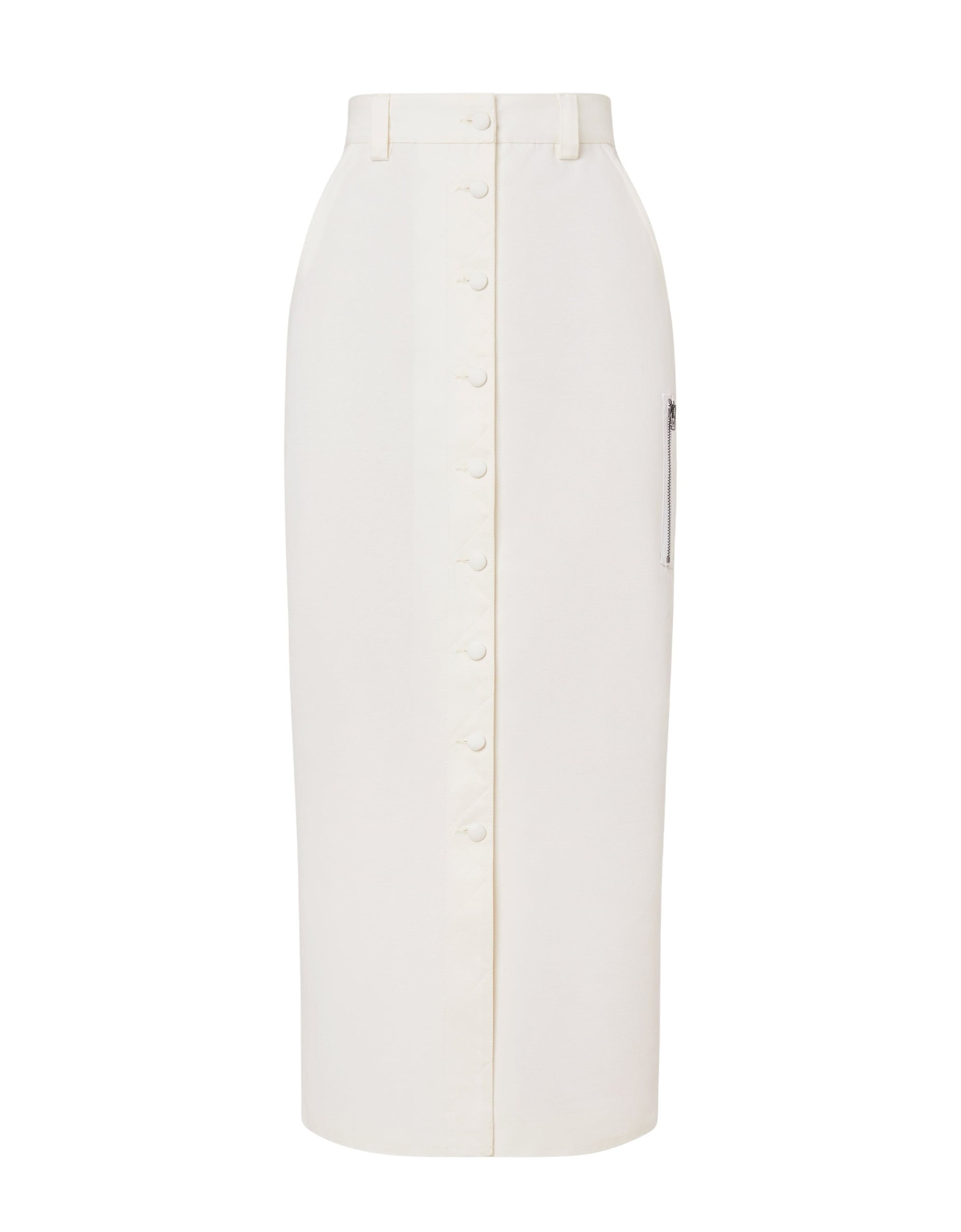 Jupe mi-longue avec boutonnière - Bianco