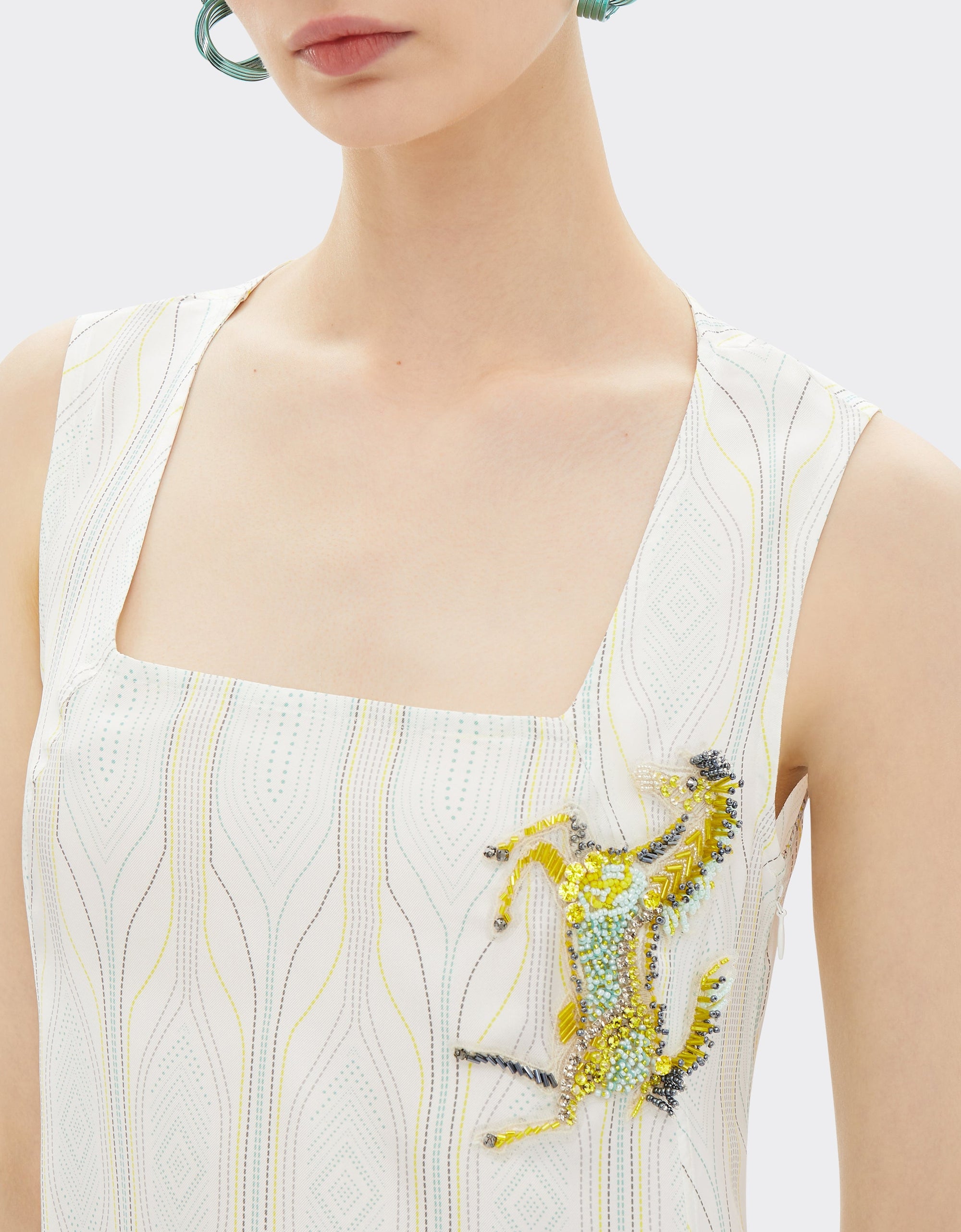 Robe midi Miami Collection en soie - Bianco