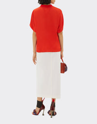 T-shirt avec col montant en soie - Rosso Dino