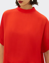 T-shirt avec col montant en soie - Rosso Dino