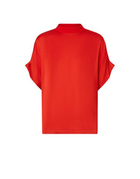 T-shirt avec col montant en soie - Rosso Dino