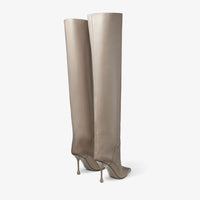 Cycas High 95 leather thigh boots - Taupe