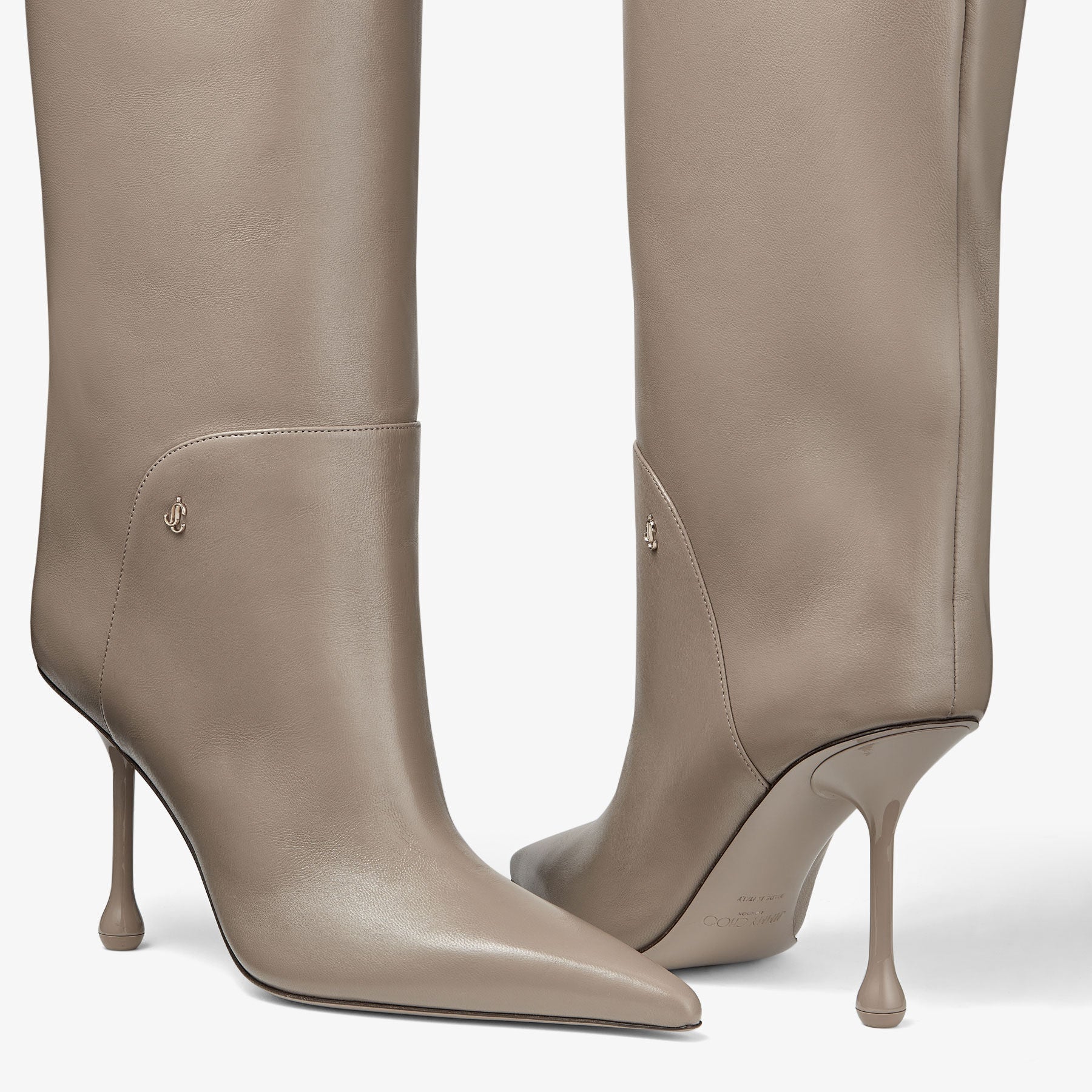 Cycas High 95 leather thigh boots - Taupe