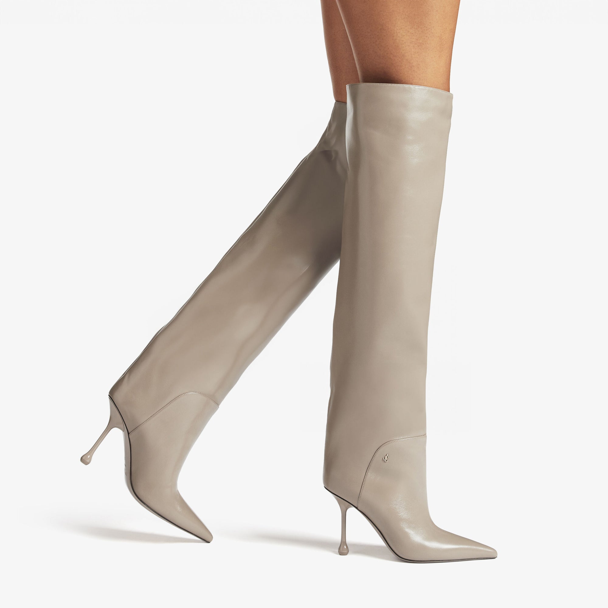 Cycas High 95 leather thigh boots - Taupe