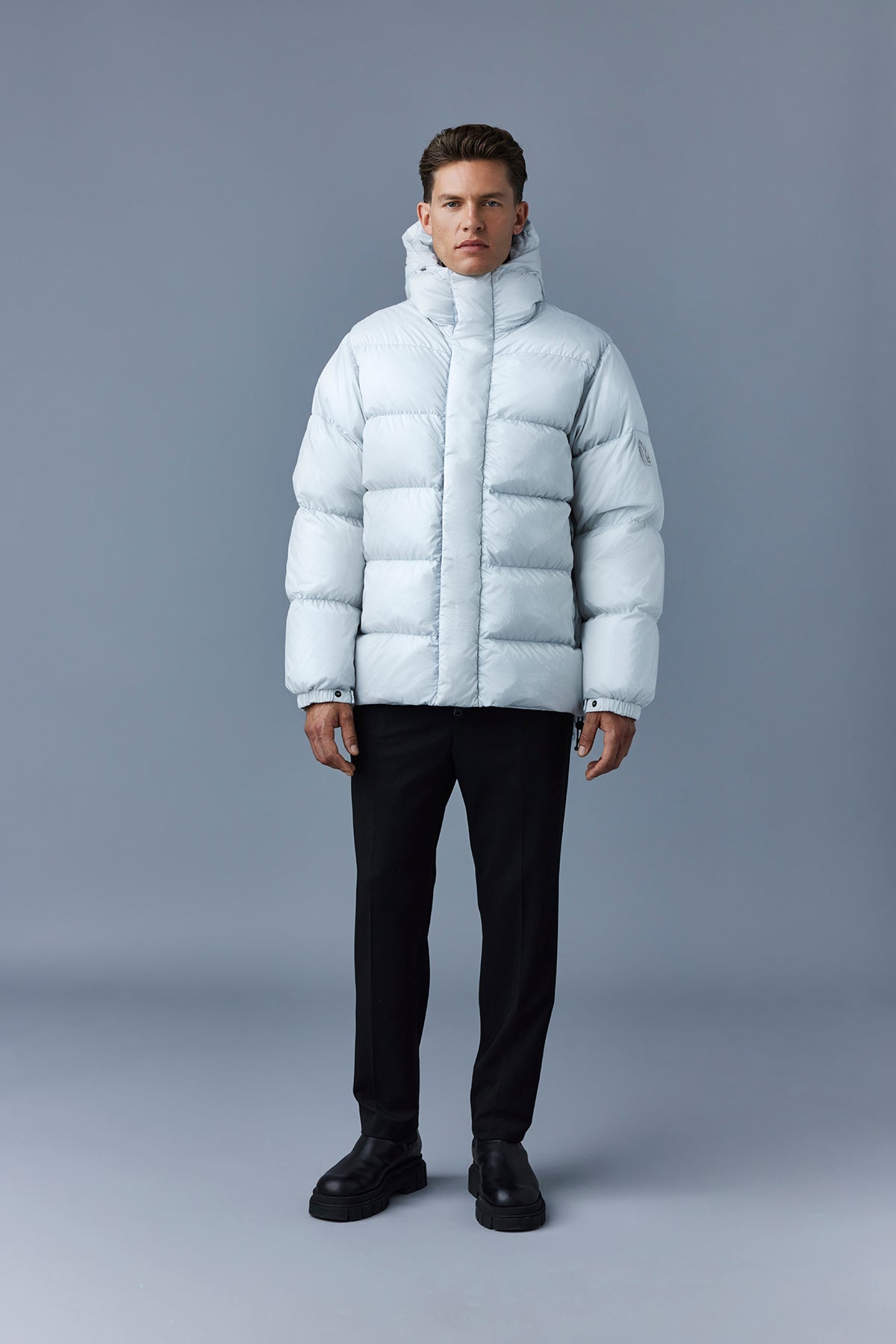 Silver Men's Hooded Down Jacket