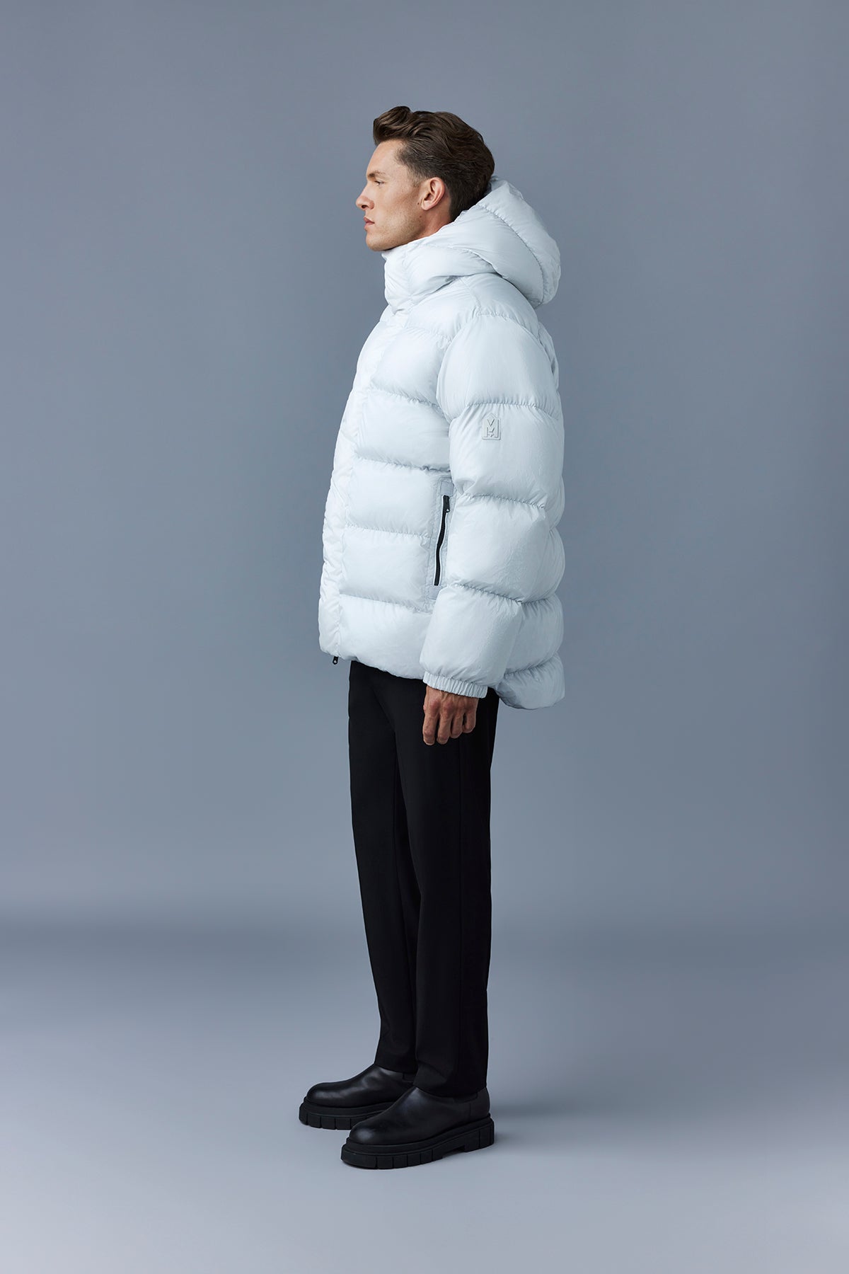 Silver Men's Hooded Down Jacket