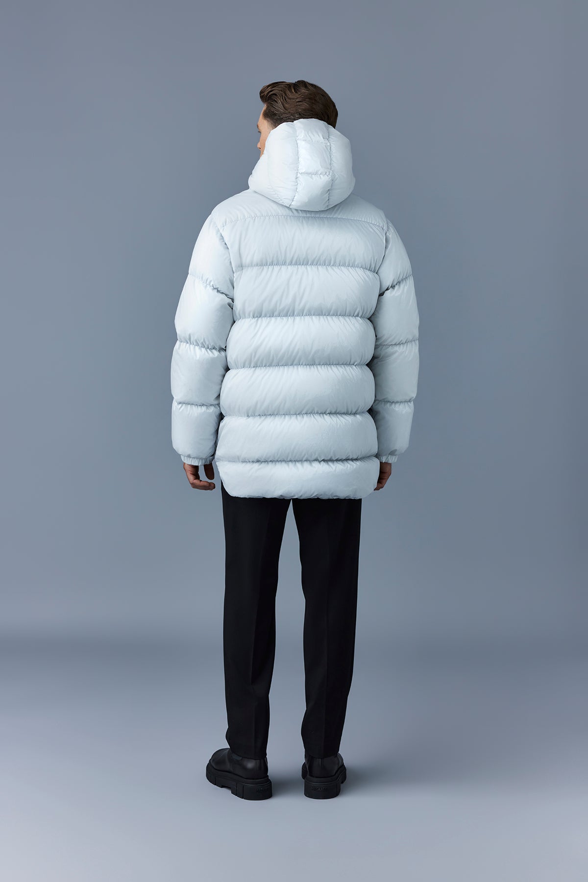 Silver Men's Hooded Down Jacket