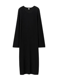 Robe midi torsadée en laine - Black