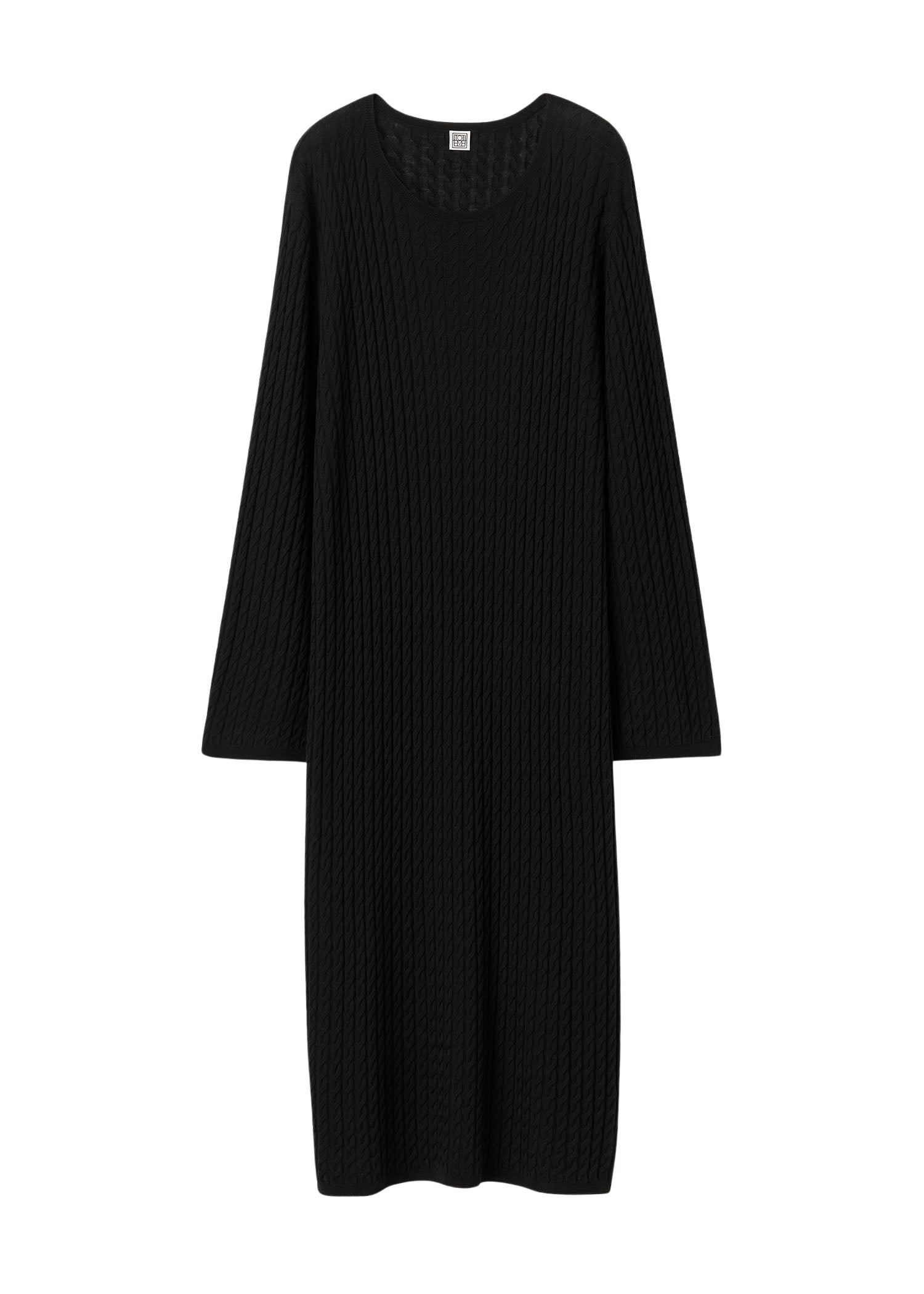 Robe midi torsadée en laine - Black