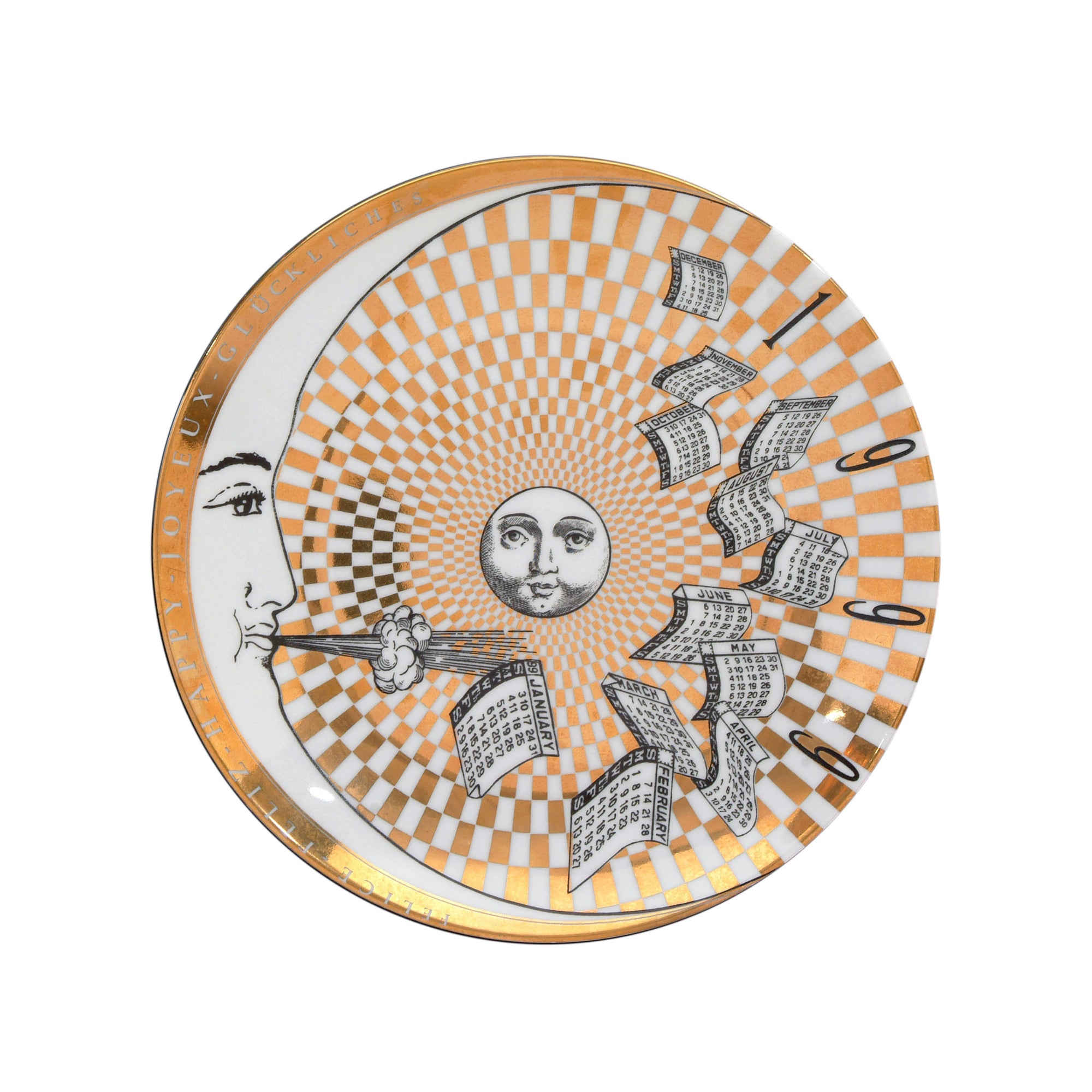 Assiette Calendario 1999 en porcelaine - Or & Noir & Blanc