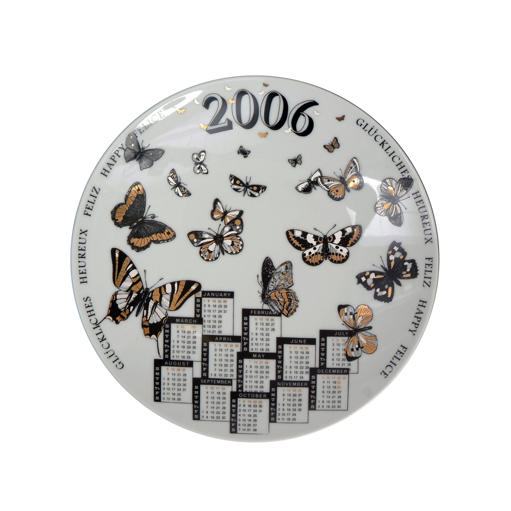 Assiette Calendario 2006 en porcelaine - Or & Noir & Blanc