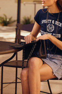 T-shirt Essential Varsity Crest - Bleu Marine & Blanc