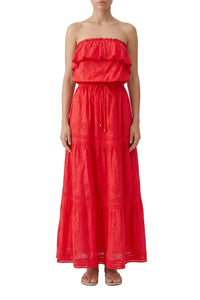 Robe Caroline avec broderie - Red