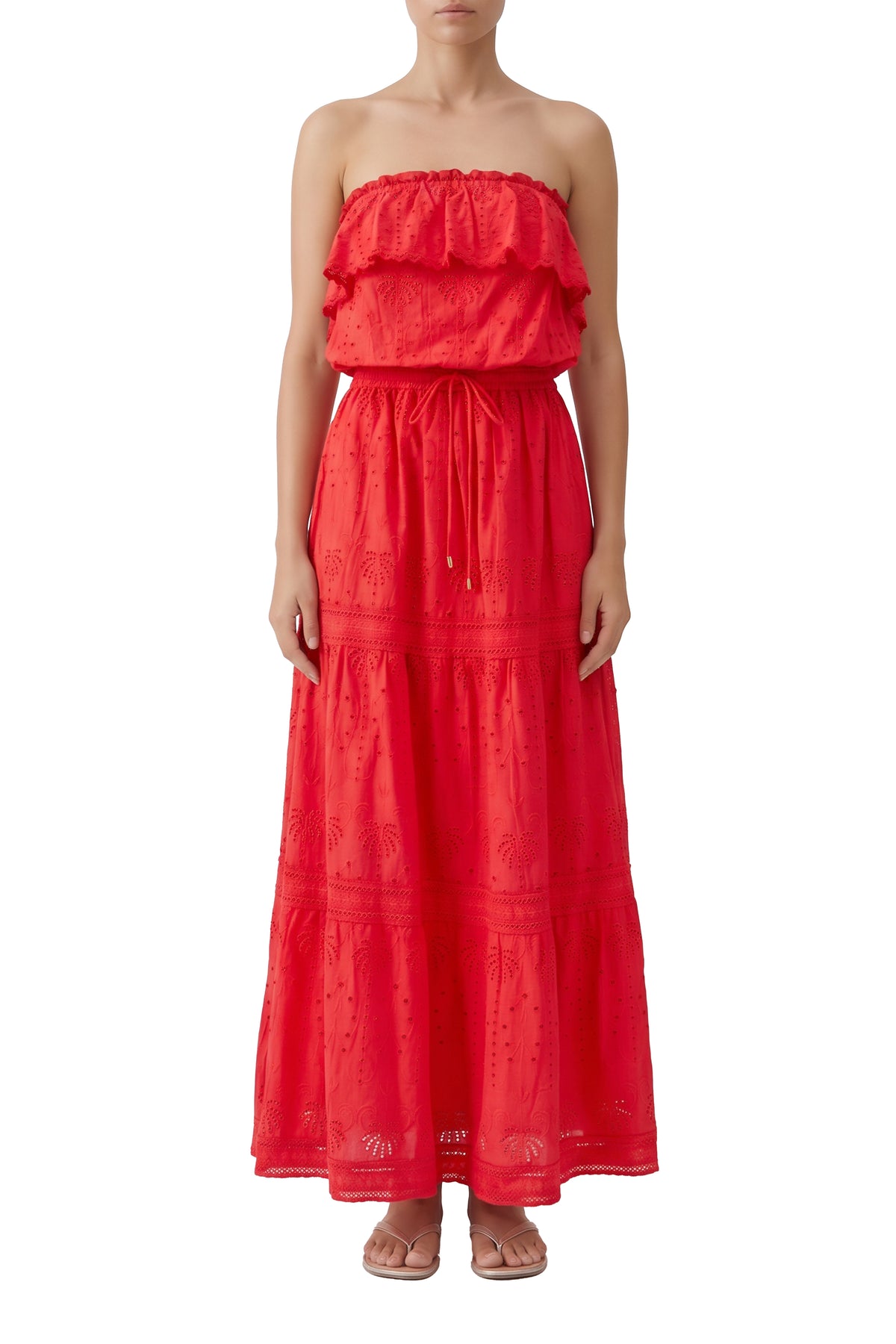 Robe Caroline avec broderie - Red