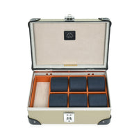 Coffret à montres Centenary 6 compartiments - Olive & Marine & Chrome