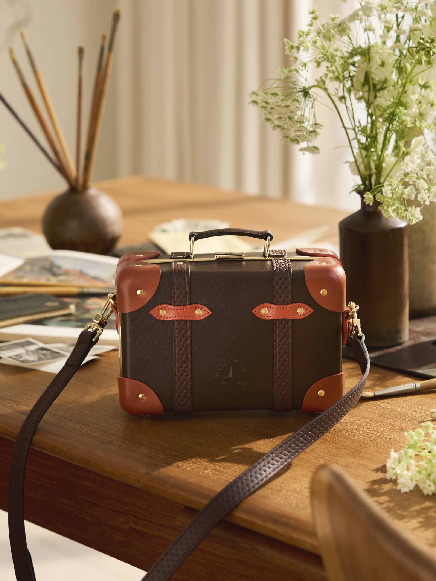Sac à bandoulière Micro Case Cotswolds - Marron & Orange & Or