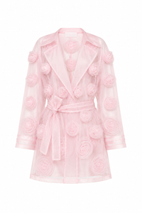 Pink / ROSE APPLIQUE TRENCH COAT