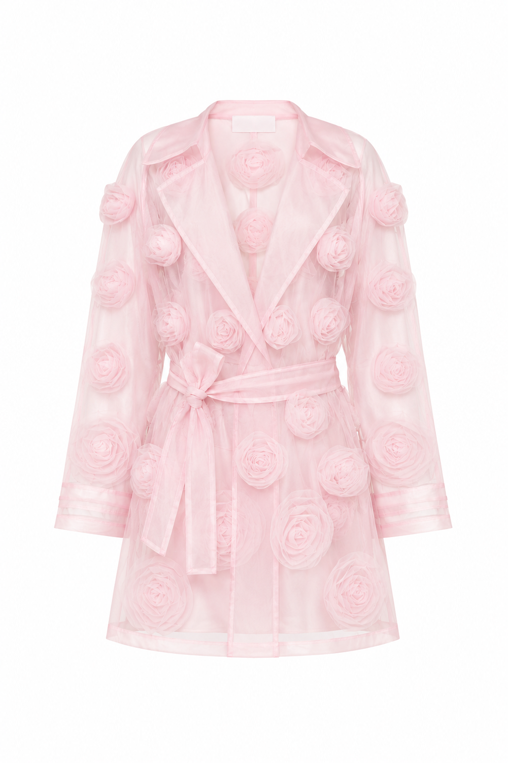 Pink / ROSE APPLIQUE TRENCH COAT