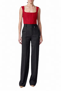 Pantalon droit taille haute en laine - Black