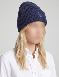 Bonnet avec écusson brodé en laine - Navy Blue
