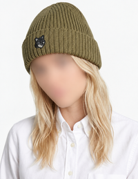 Bonnet avec écusson brodé en laine - Roast