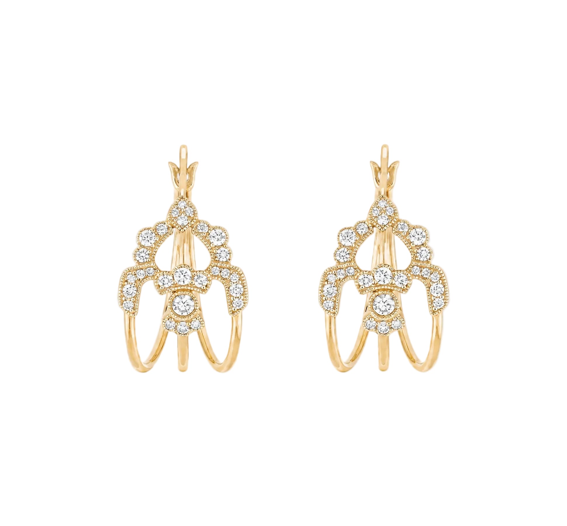 Créoles Nude en or jaune 18K sertie de diamants - Or jaune