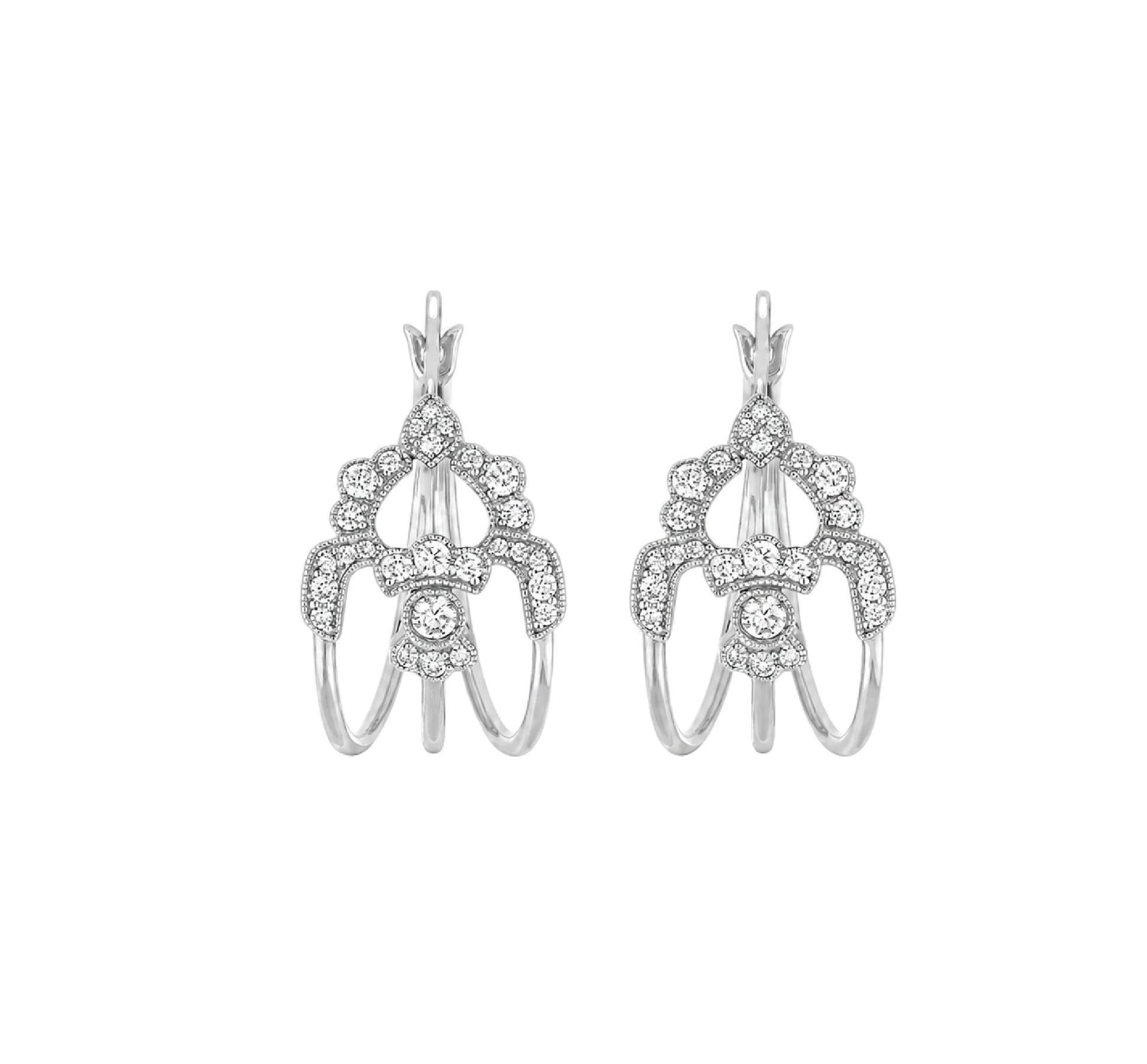 "Nude" hoop earrings in 18K yellow gold set with diamonds - Yellow gold