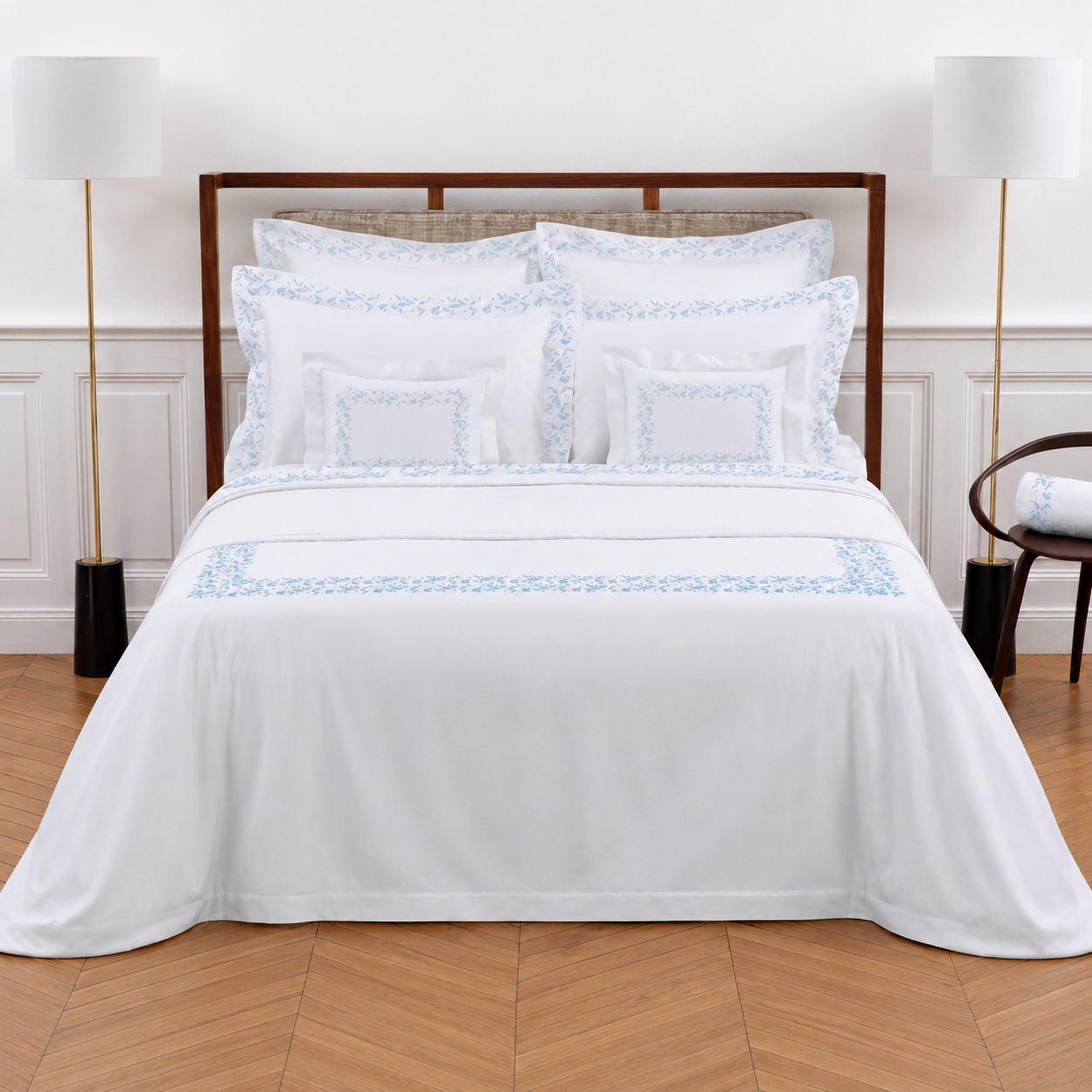 Housse de couette Olivier - Ciel & Blanc