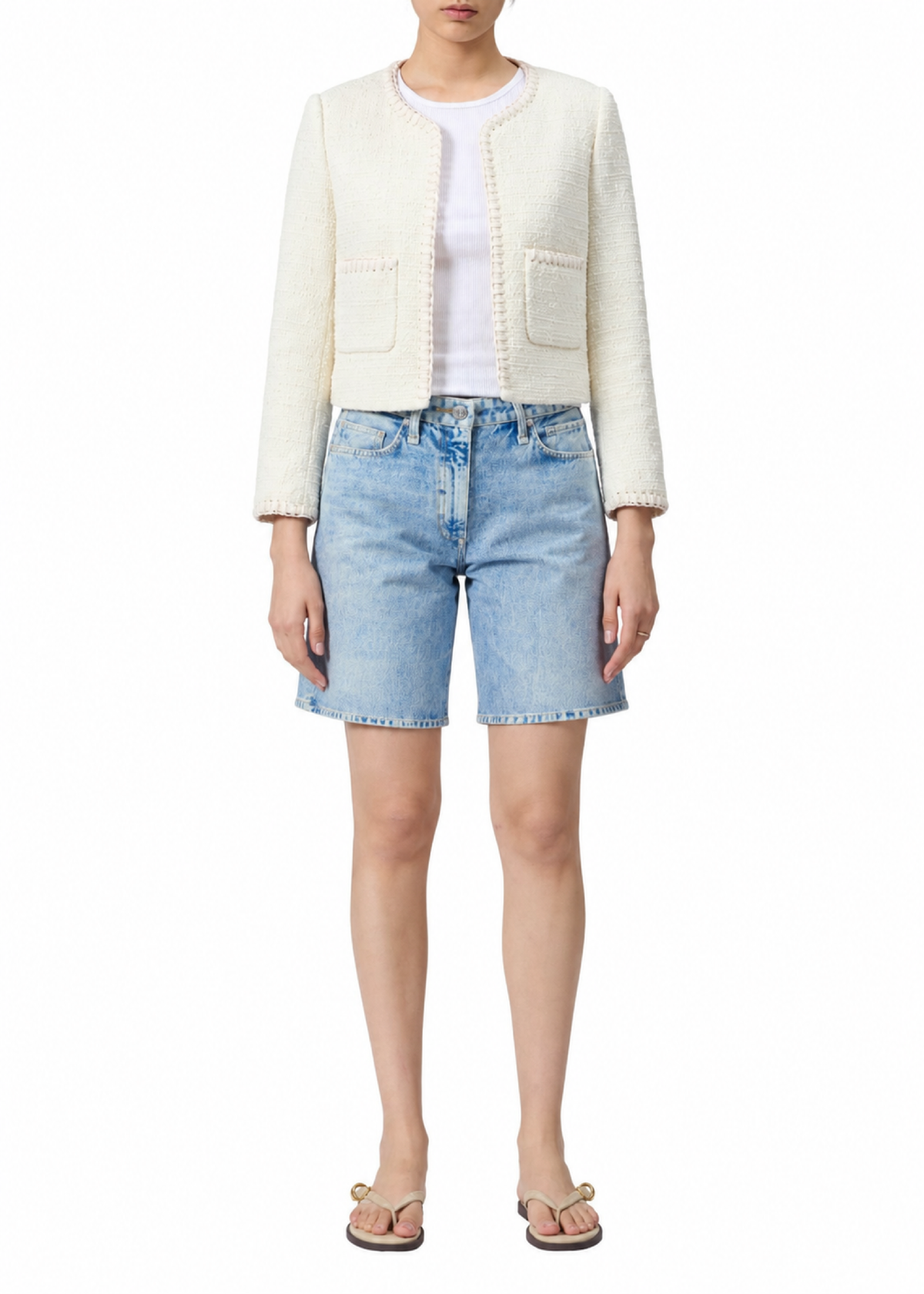 Cheyenne cropped tweed jacket - White