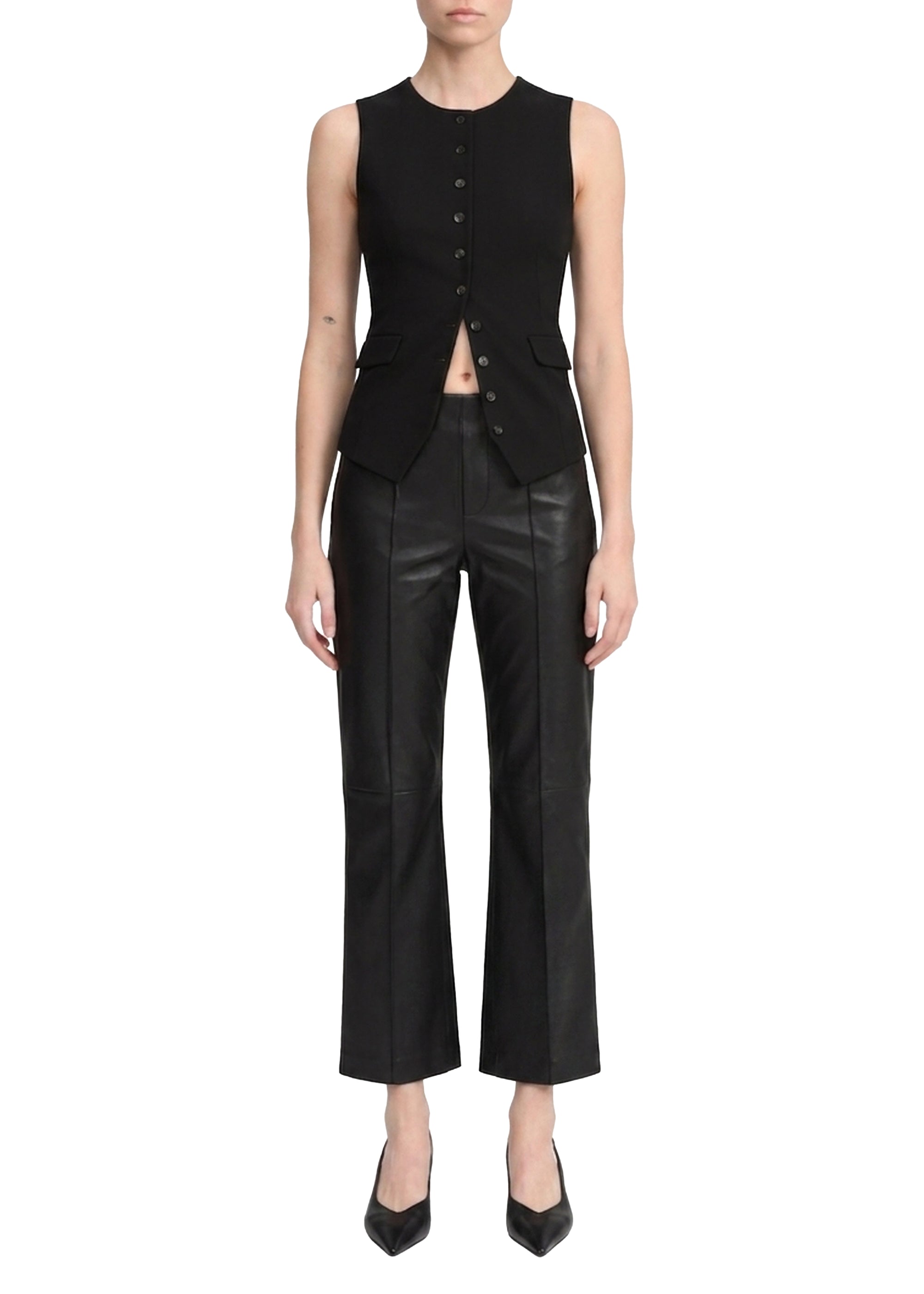 Irina flared leather trousers - Black