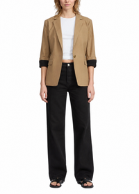 Jennie 3/4-sleeve linen blazer - Muted brown