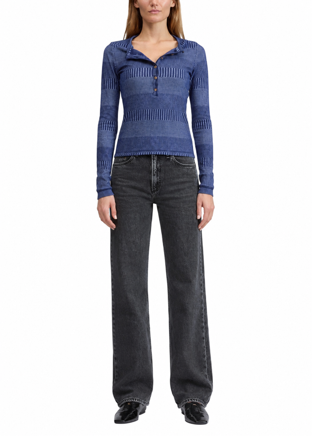 Long-sleeved knitted jumper - Blue