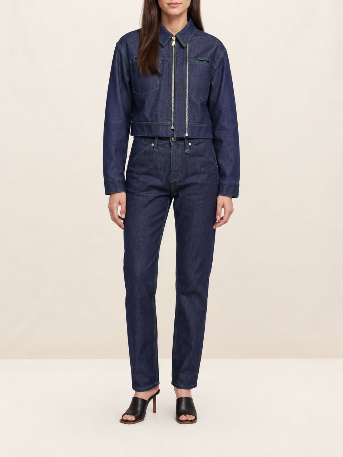 75€ / 7 sold //7 QTY / ST100%   Pantalon droit De-Nîmes en denim - Navy